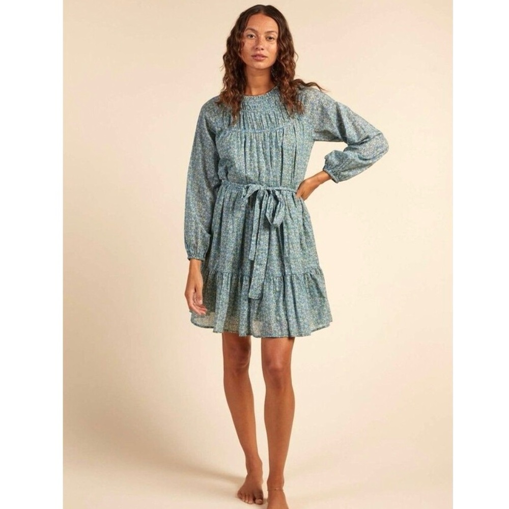 Trovata Birds of Paradis Abigail Dress - Tidepool Ditsy - Floral Tie Waist - M
